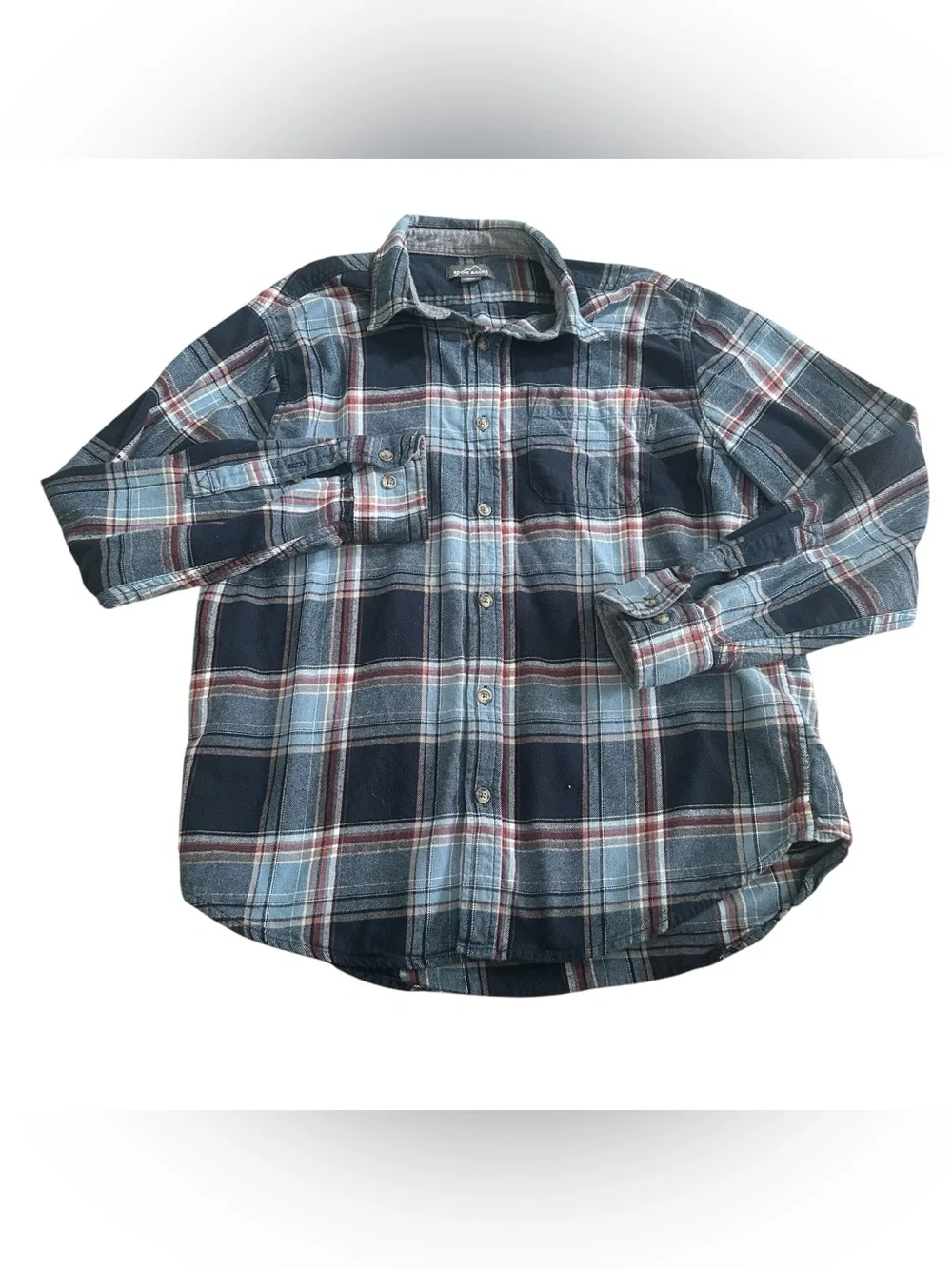 Eddie Bauer Blue Plaid Flannel Shirt Men’s Large‎